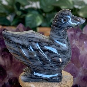 Natural Marble Carved Duck Figurine Bird Figure Carving Polished Pocket Pet 2.5"